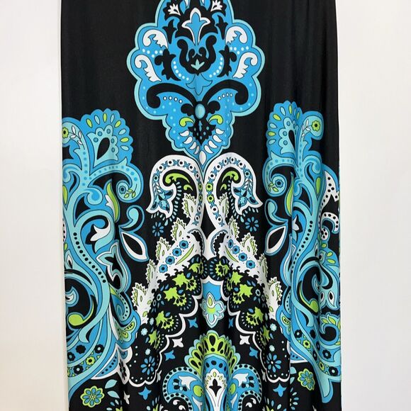 MSK Dress Womens Small Black blue green Strapless Paisley Print Floor Maxi - Picture 8 of 13